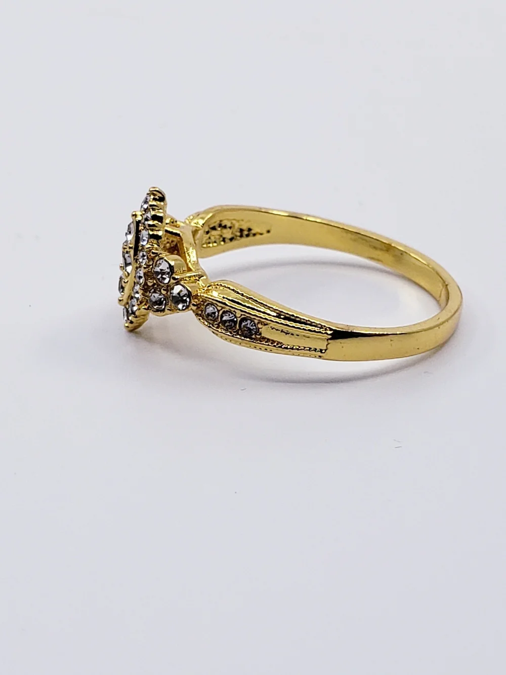 Gold-Tone Clear Crystal Marquise Ring Sz 10.25